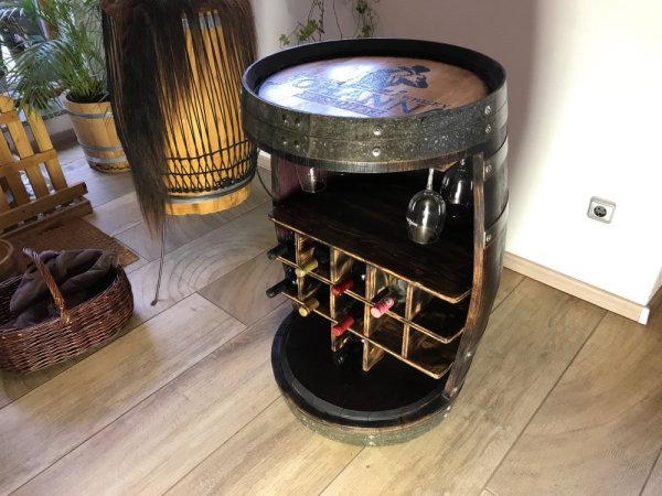 Fassschrank & Weinregal aus Holzfass (225L) | Edle Fassbar